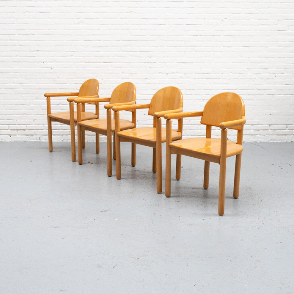 Set of 4 beech dining chairs