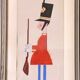 Mid-century modern swedish "The royal guard" vintage figurative watercolor & gouache painting