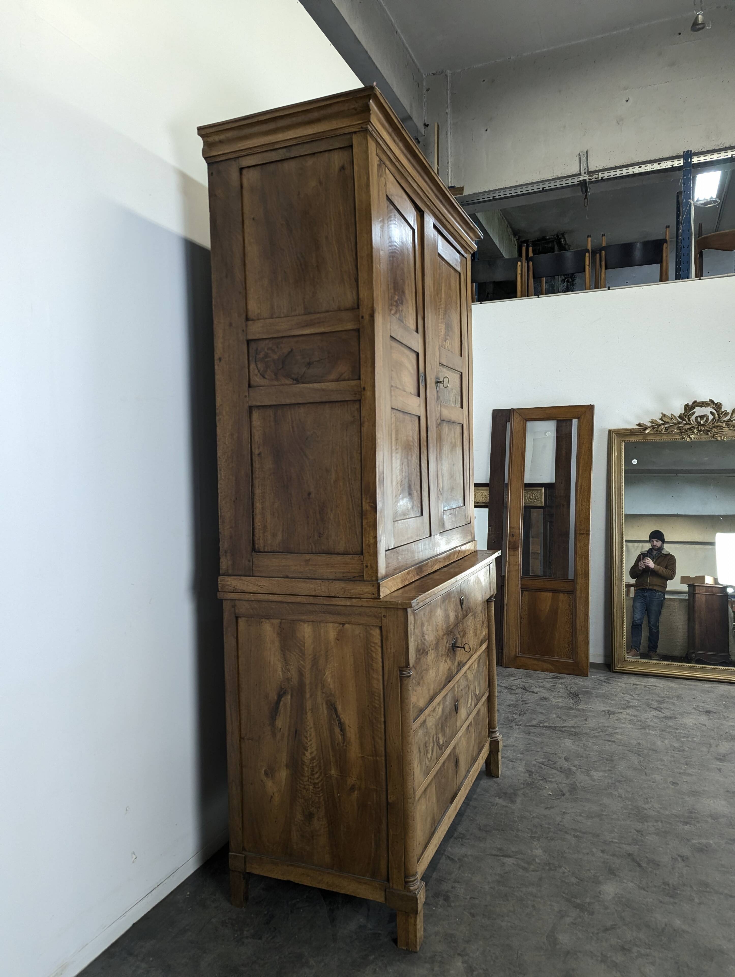 Empire period walnut buffet commode