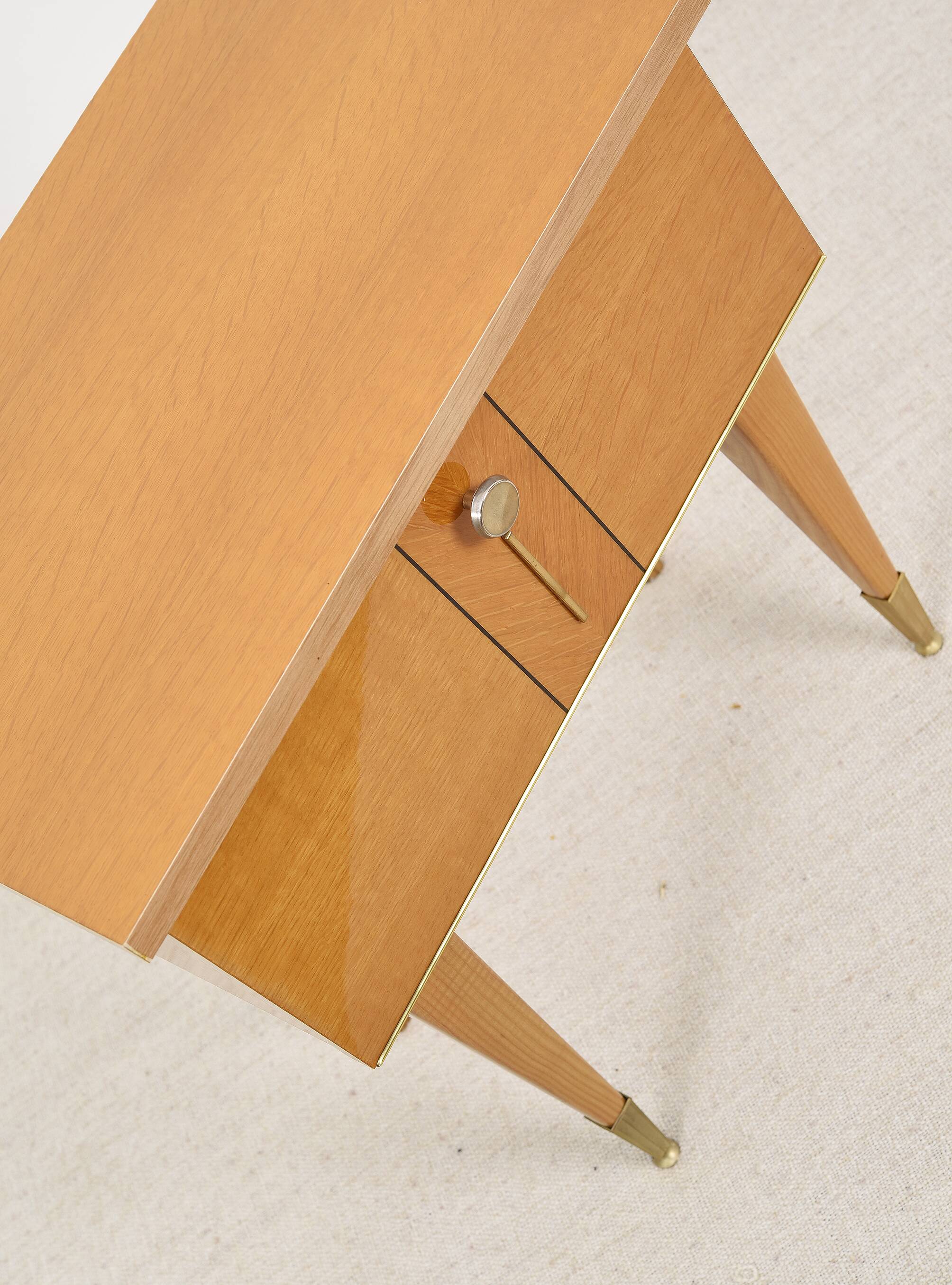 Vintage bedside table in blond oak