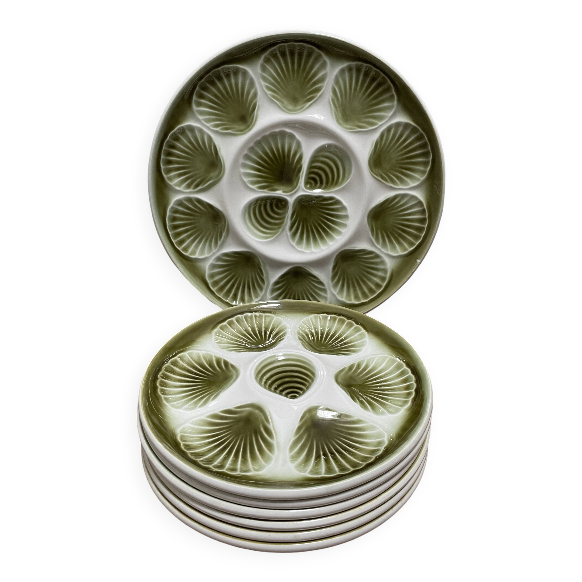 Barbotine oyster plates and dish