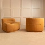 Pair of wavy armchairs - Italy 1970s