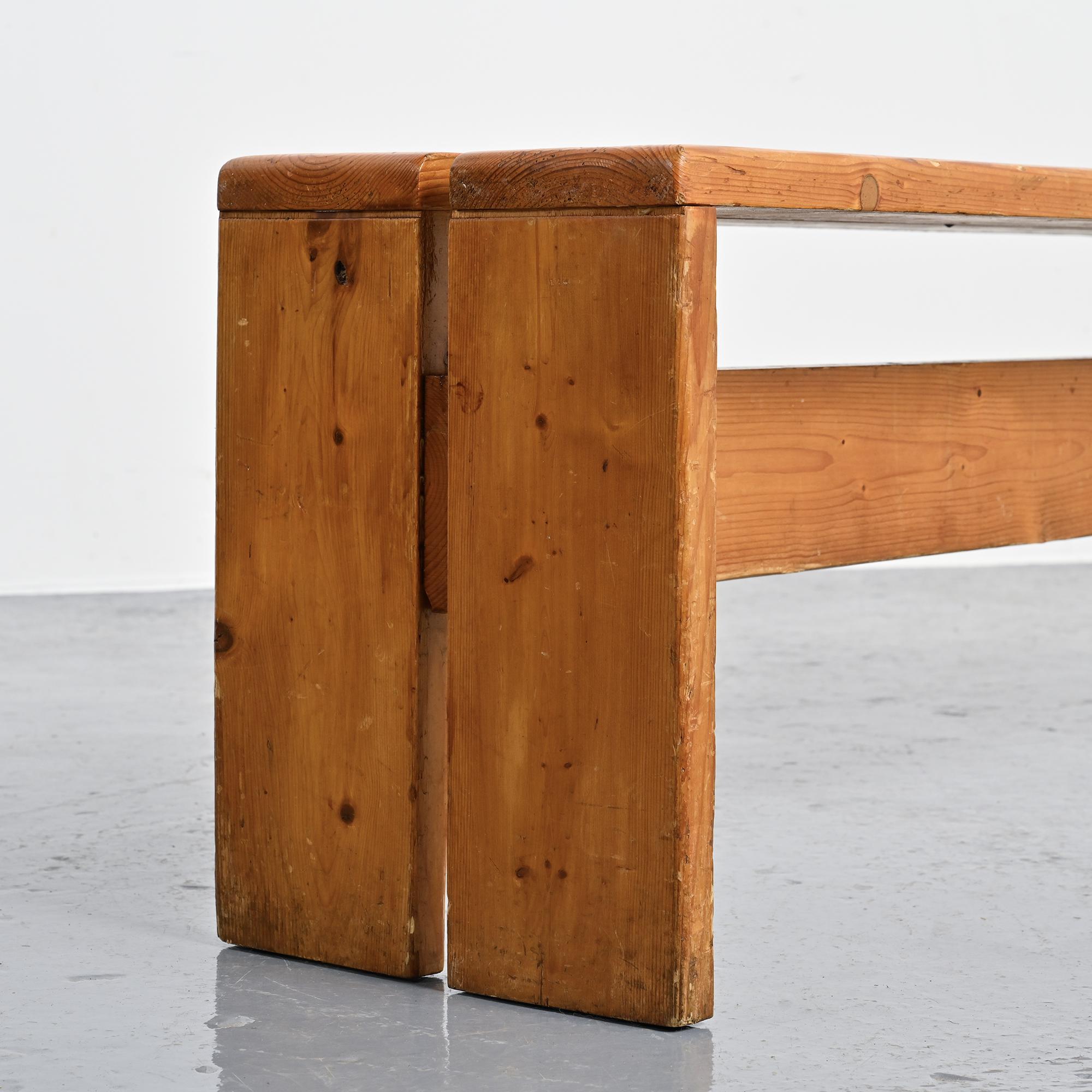 Solid pine bench, Les Arcs, circa 1973