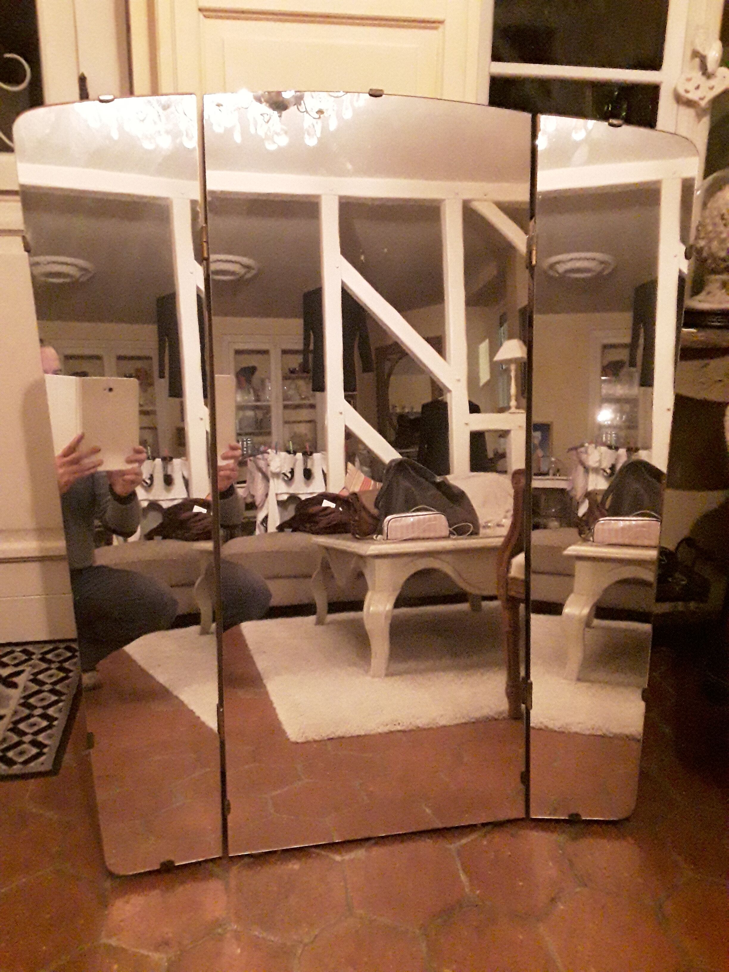 Vintage giant triptych mirror  111x94cm