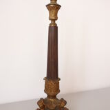 Empire period torch candle holder in bronze tripod base with lion's claws