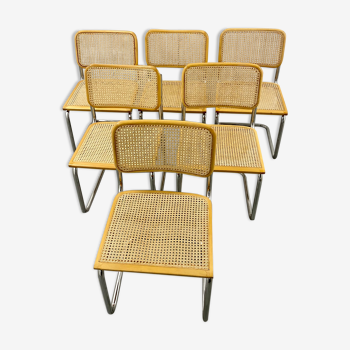 Set of 6 Cesca chairs designed by Marcel Breuer