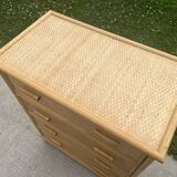 Chiffonnier commode en rotin des années 70'