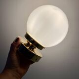 Vintage globe wall or ceiling light in white opaline