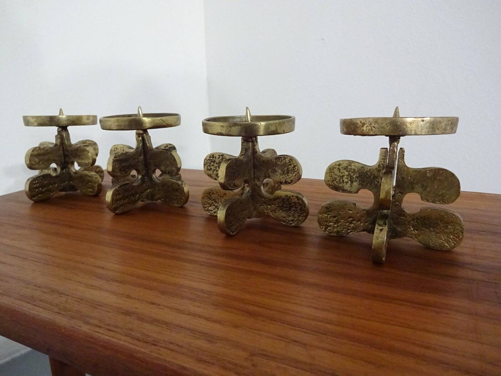 Italian Brutalist Candle Holders by Giuseppe Gallo for Gallo, 1960s, Set of 2