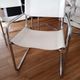 Set of 4 Cantilever Bahaus armchairs in off-white leather, chrome tubular base