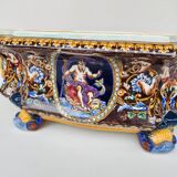 Gien earthenware jardinière, Renaissance model, 20th century.