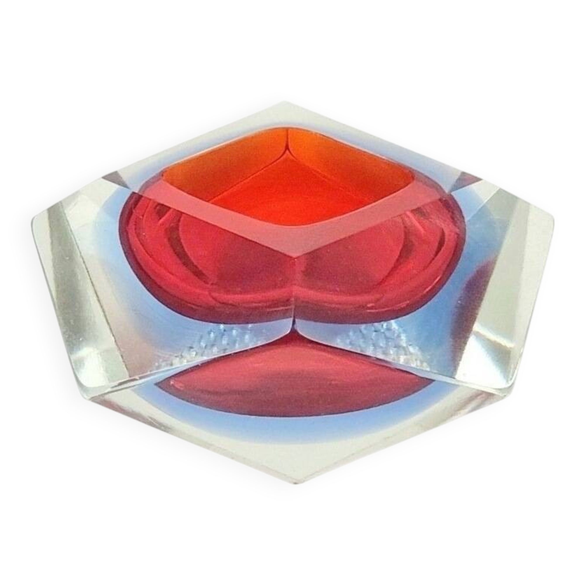 Diamond-Shaped Murano Glass Ashtray/Vide Poche by Flavio Poli for Seguso