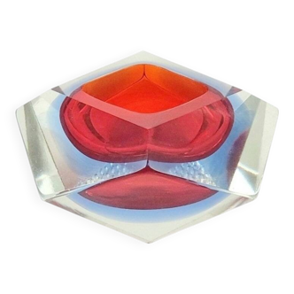 Diamond-Shaped Murano Glass Ashtray/Vide Poche by Flavio Poli for Seguso