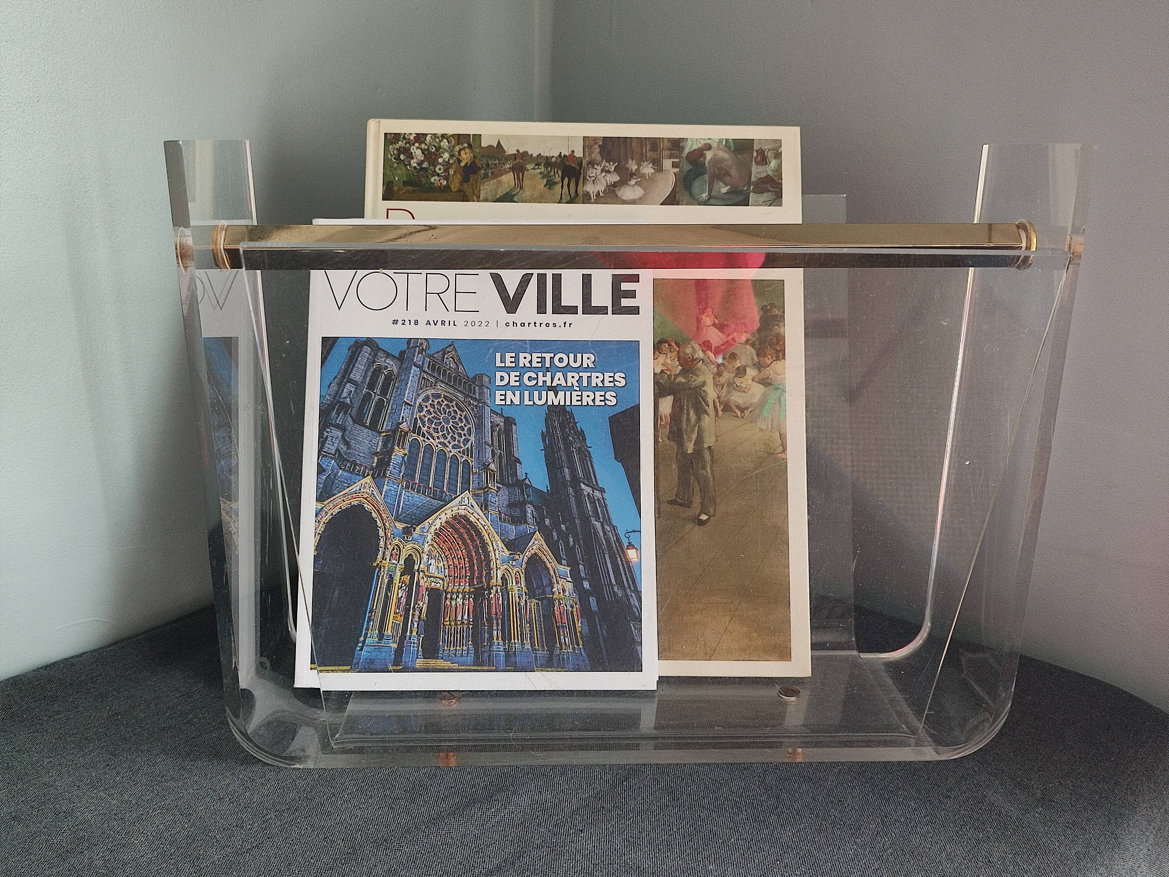 Vintage Roche Bobois plexiglass magazine door