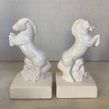 Pair of white horse bookends