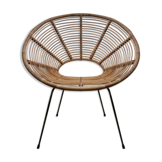 Rattan sun armchair, France, 1950