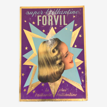 Carton publicitaire brillantine Forvil 1960