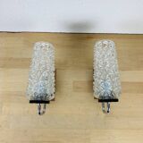 Pair of 1950s wall lights with etched glass tulips.