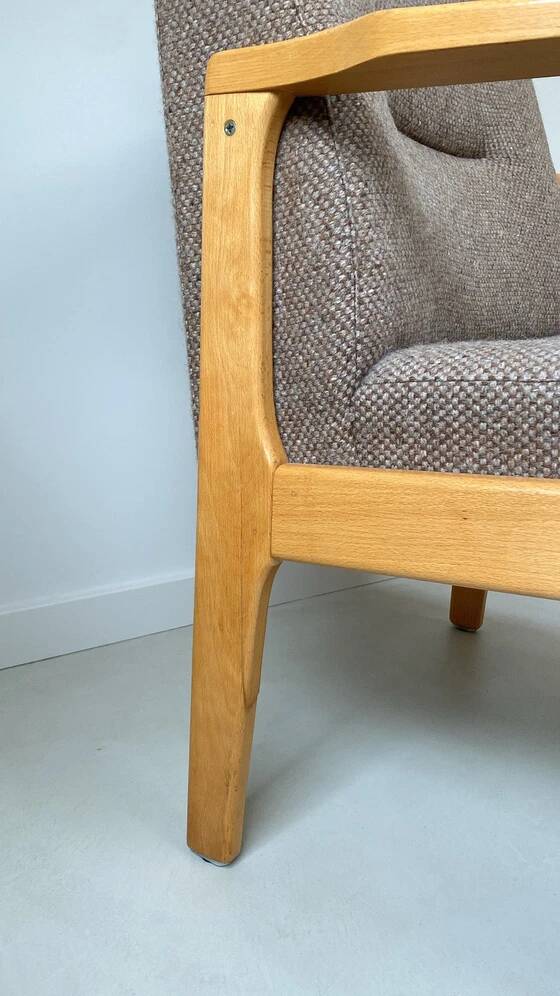 Vintage wooden seating area / sofa and 2 armchairs