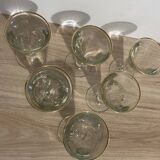 6 anciens verres bistrot trompeurs la rochere tres epais avec liseret dore