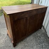 Low sideboard in solid walnut, late 19th century Louis Philippe.