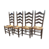 Series of 4 high-backed oak chairs