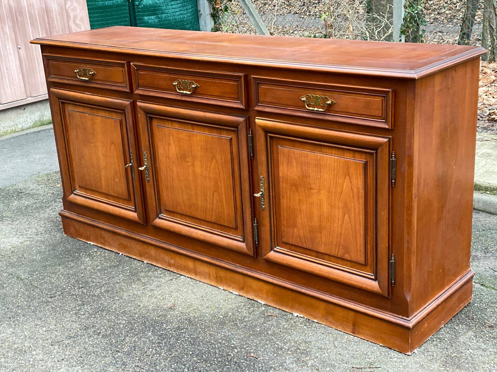 Louis Philippe wooden enfilade with 3 doors, 235cm, 1960.