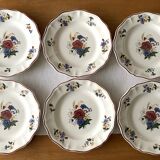 6 large old flat plates in Sarreguemines earthenware