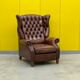 Fauteuil inclinable chesterfield vintage fait main marron