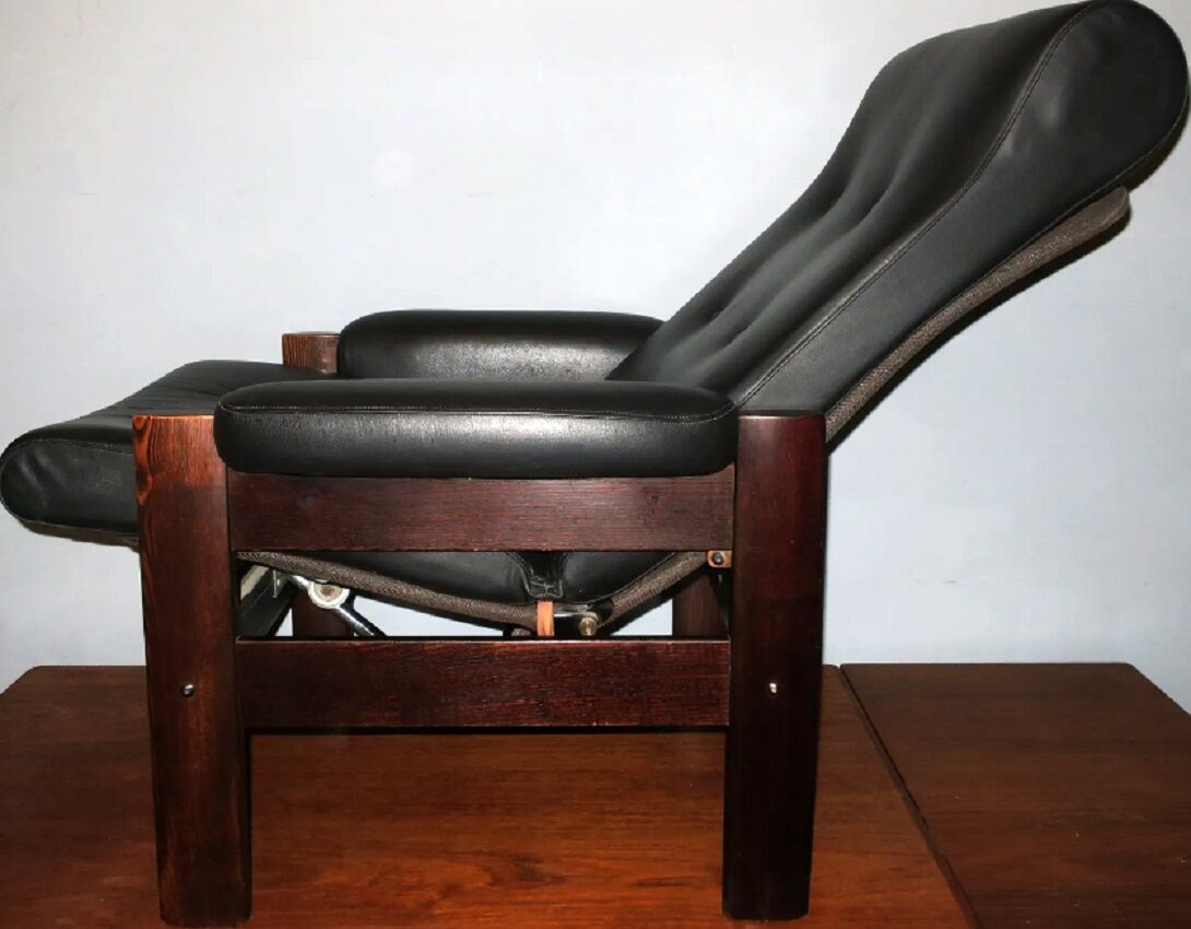 Mid century Danish leather reclining lounge chair