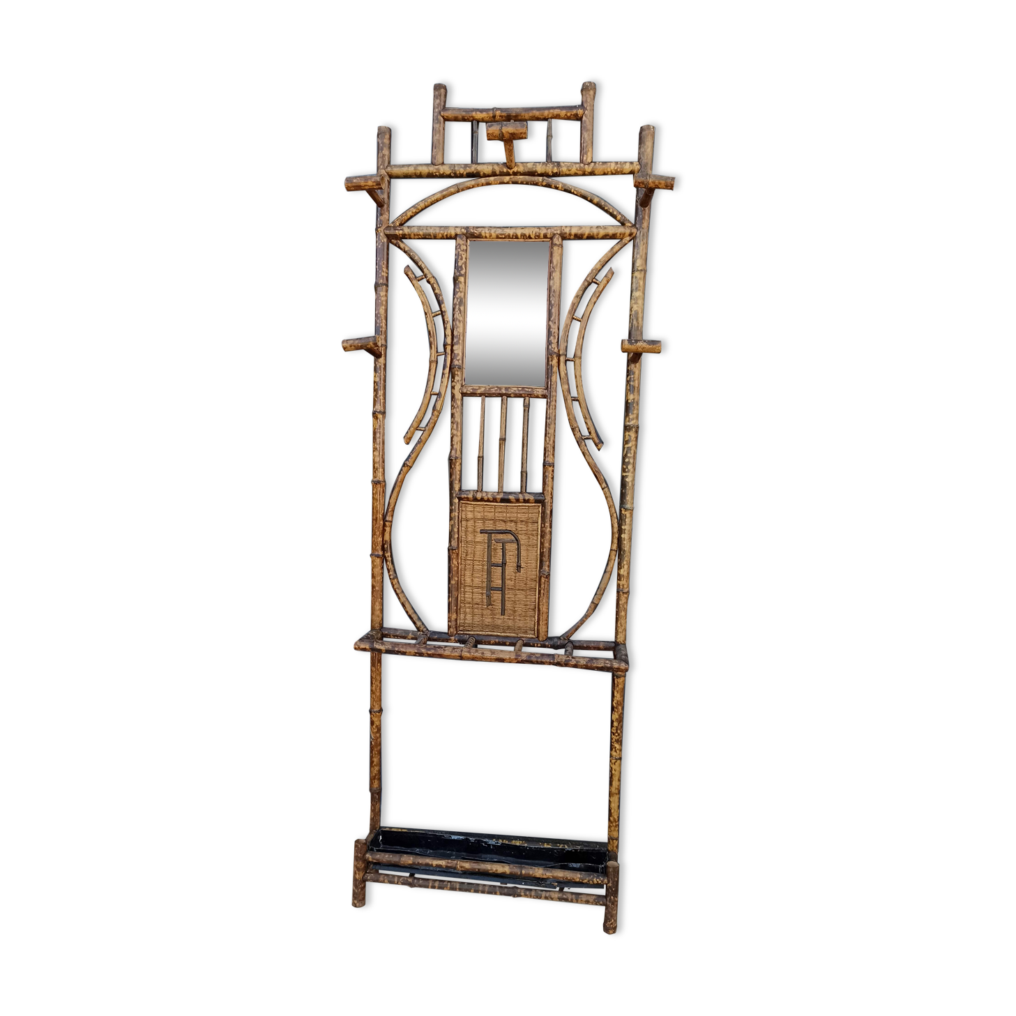 Cloakroom door wall coats bamboo mirror