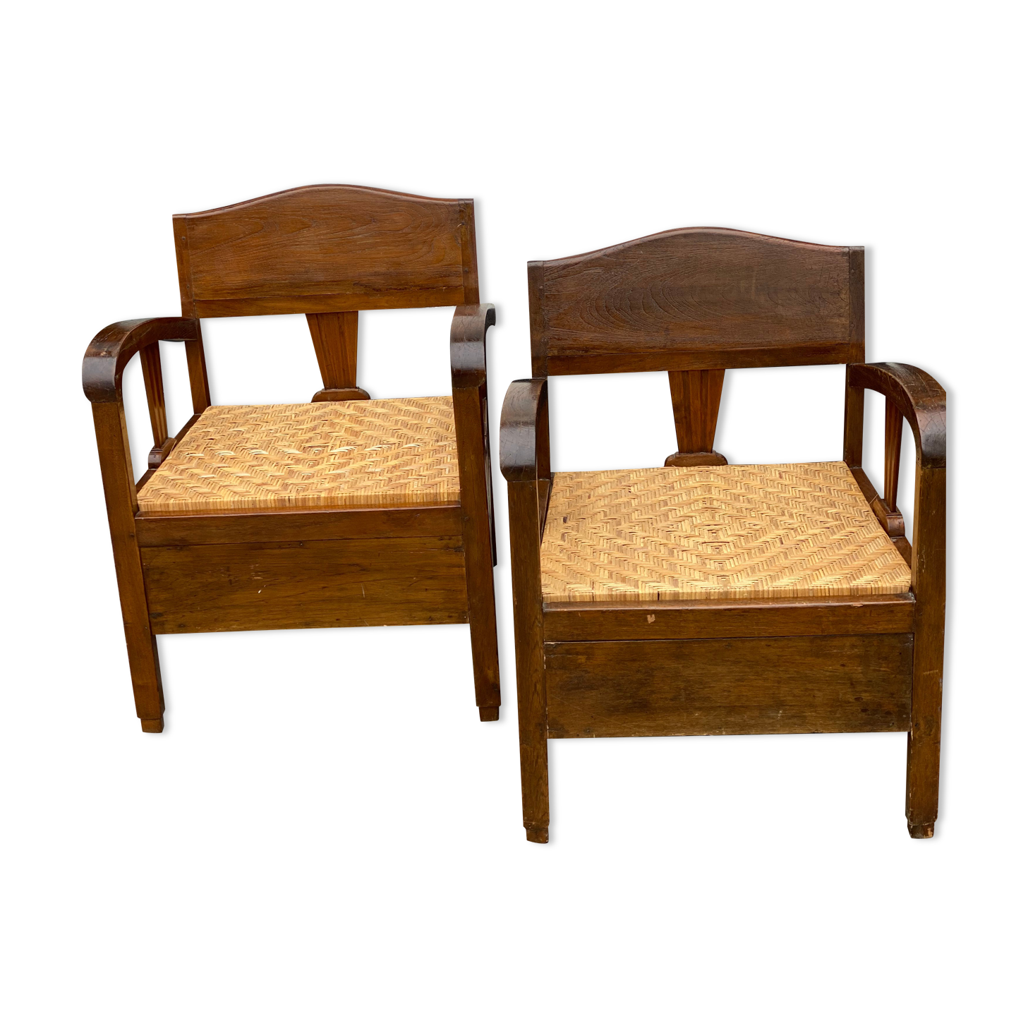 Oak Bamboo Seat Colonial Chairs
