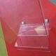 vintage glass coffee table with plexiglass legs