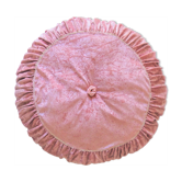 Coussin rond ancien rose avec dentelle