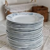6 dessert plates - Antique tableware set 82 pieces Sarreguemines earthenware Art Nouveau style
