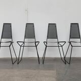 Set of vintage postmodern metal accent chairs by Rolf Rahmlow, 1980s.