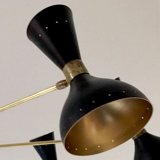 Brass and black painted metal chandelier