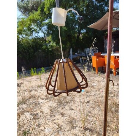 Suspension vintage en rotin