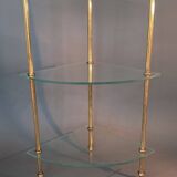 Neoclassical style 3-shelf corner cupboard in gilded brass, Circa 1950/1960.