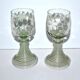 Roemer old rhine wine glass in light green white enamelled blown glass