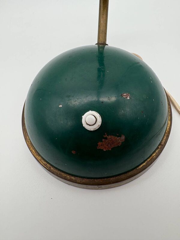 Lampe de bureau cocotte 1960, vert et laiton, lampe à poser