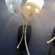 Pair of "vintage" wall lights in brass, perspex, and black bakelite, France Mid-Century