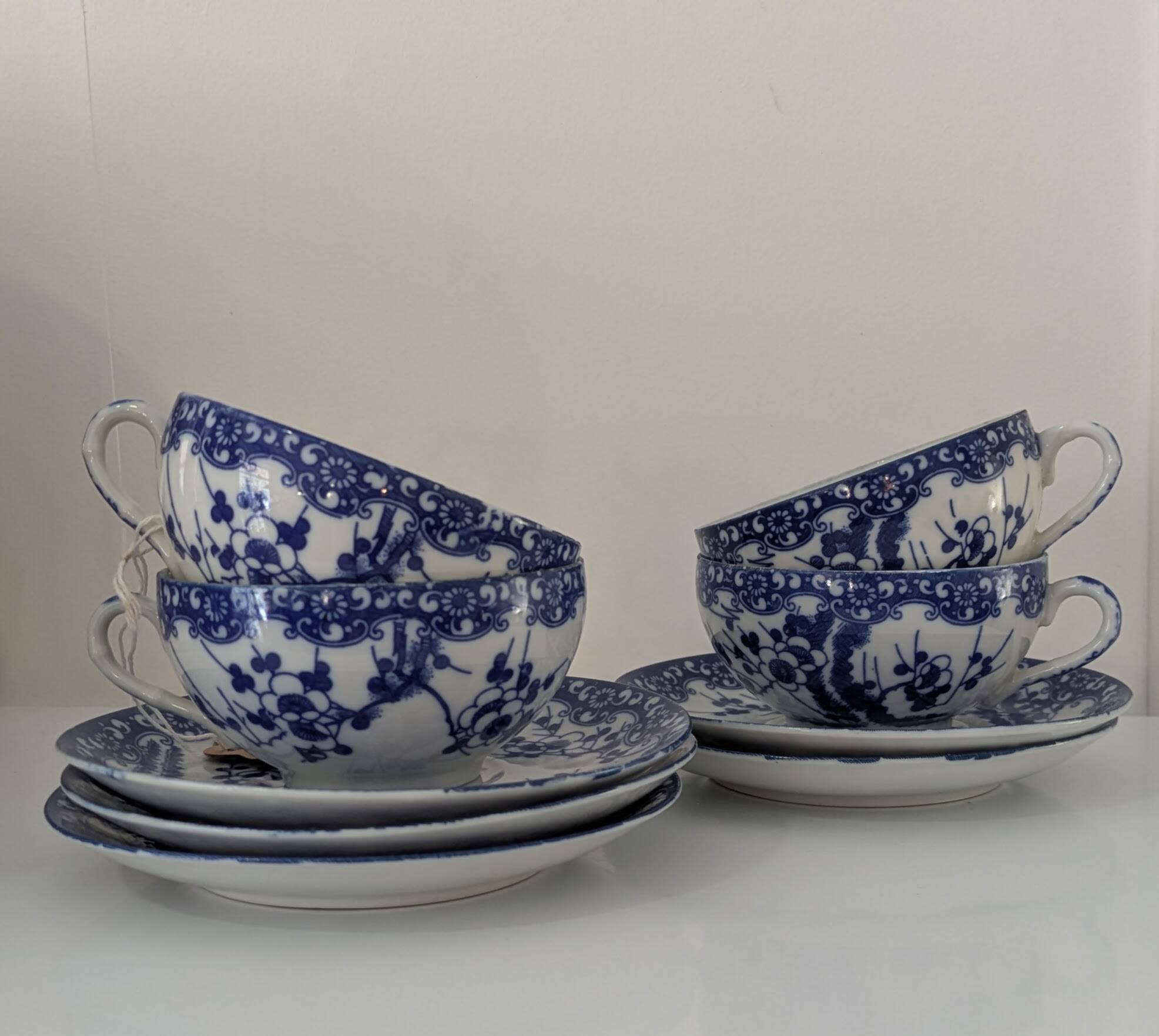 Vintage blue fine china tea set