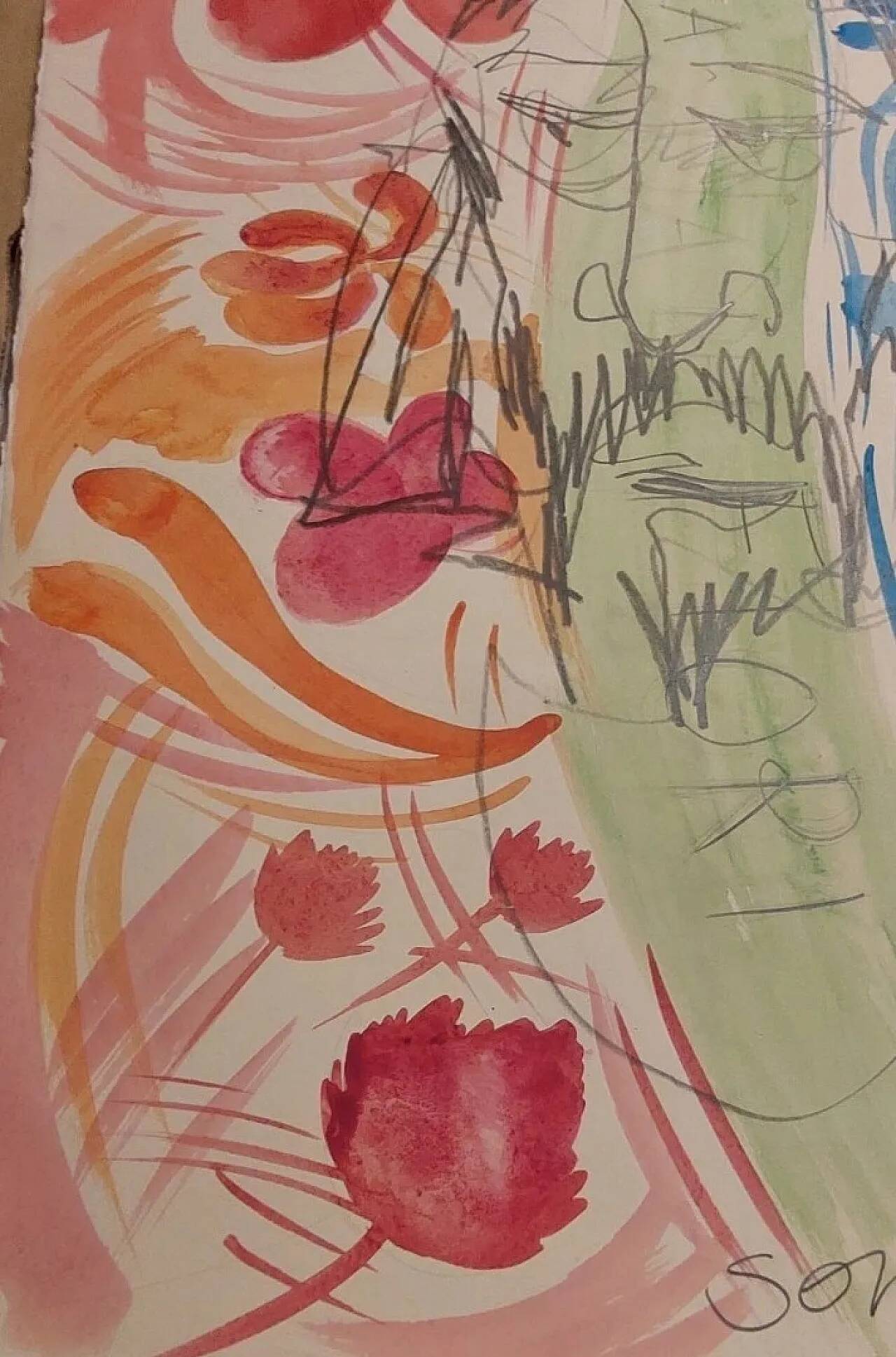 Watercolor by Pietro Soriani, pencil on paper, 2000s