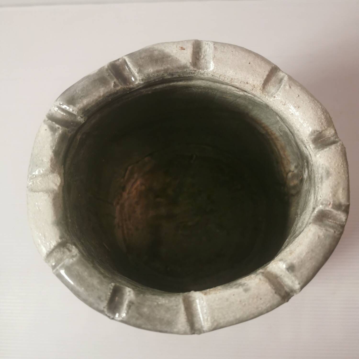 Ceramic vase or pot in gray beige color