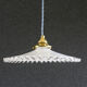 suspension in white crenellated opaline with support and socket in new brass, new cable
