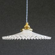 suspension in white crenellated opaline with support and socket in new brass, new cable