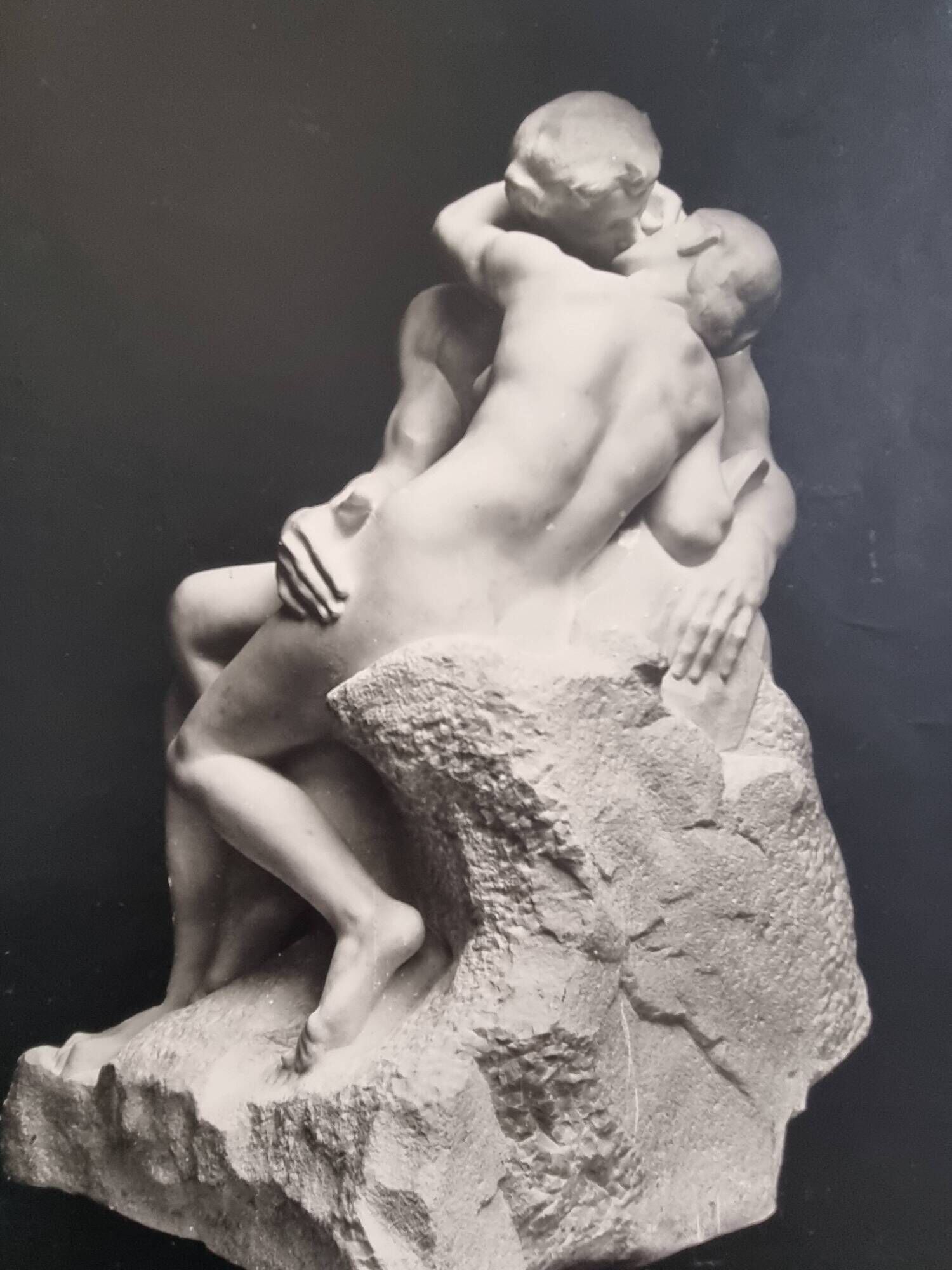 Old photograph by Eugène Fiorillo after Auguste Rodin, the kiss, silver print