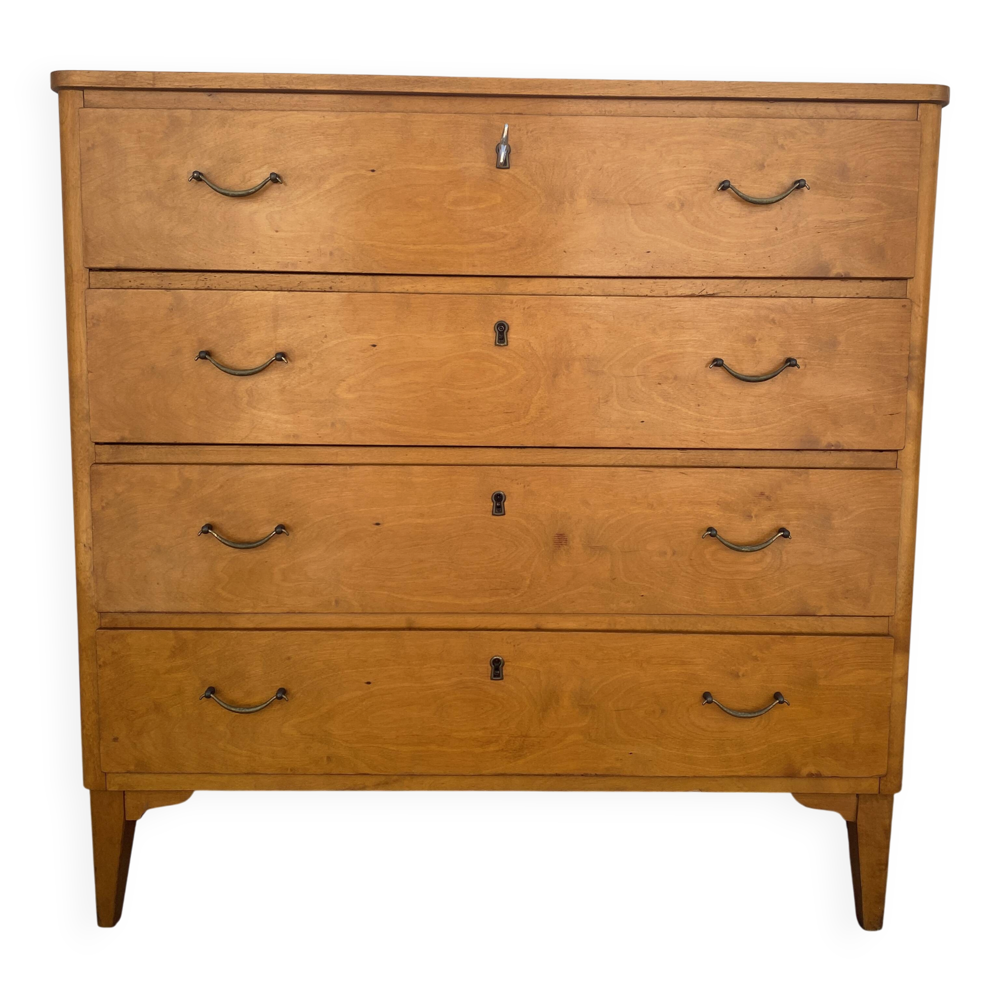 Commode suédoise vintage en bouleau années 50