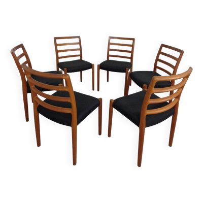 Model 85 Teak Dining Chairs by Niels Otto Møller for J. L. Møllers, 1960s, Set of 6
